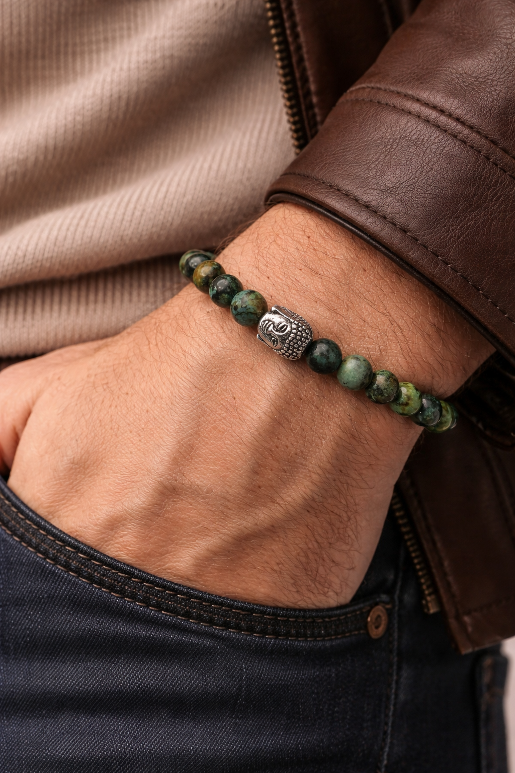 African Turquoise Buddha Bracelet